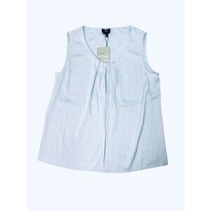 Talbots Petite by Design Sleeveless Blouse Light Blue Pleated Front Size 14P NWT